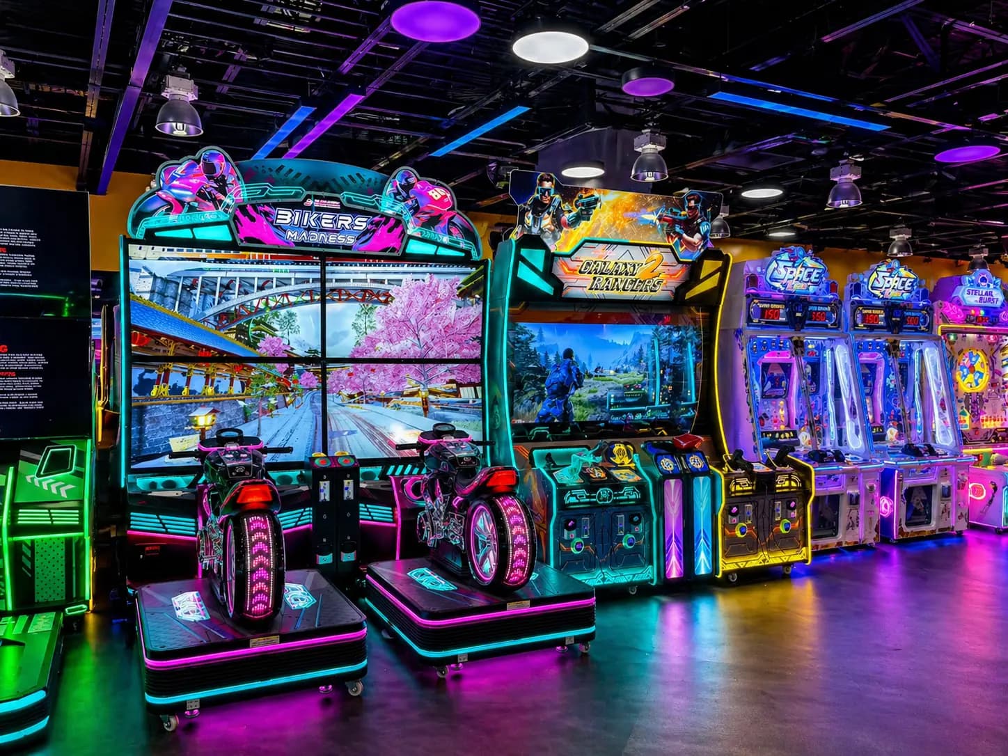 Colorful arcade machines