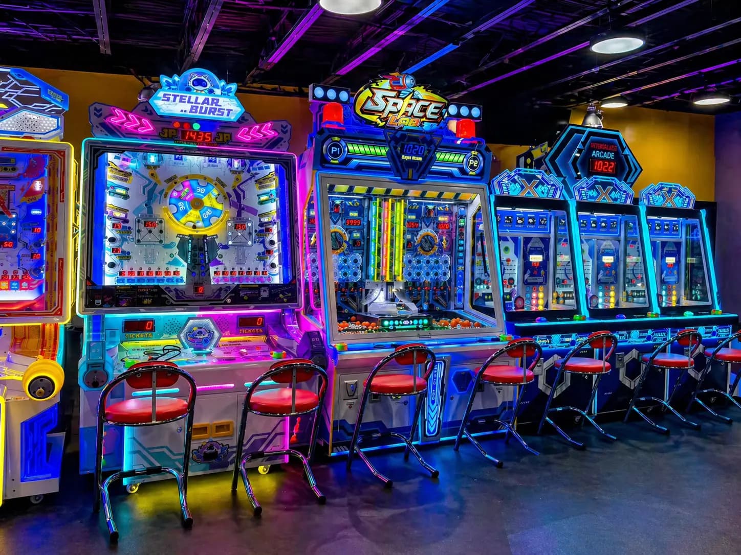 Arcade games and prize area