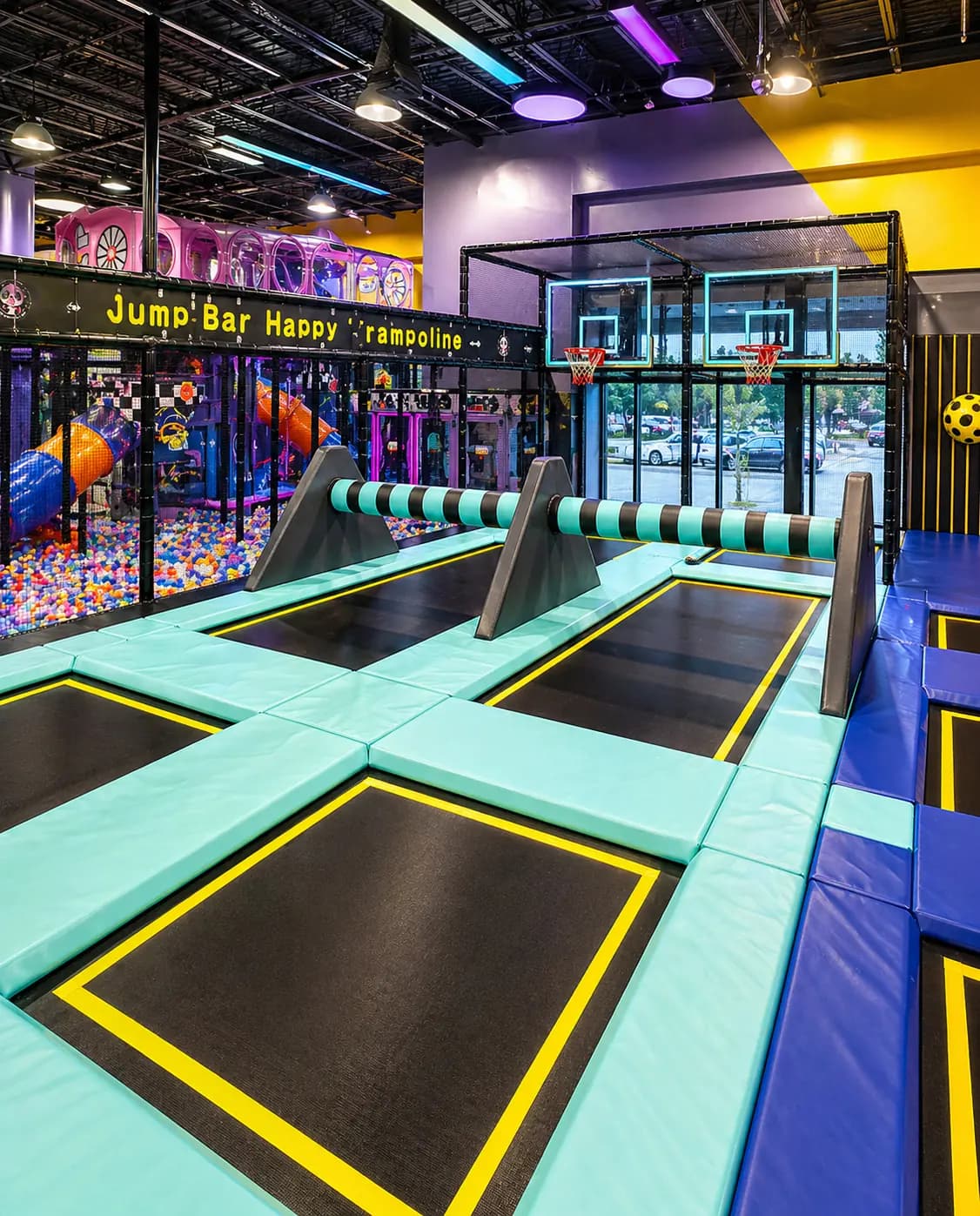 Indoor trampoline play area